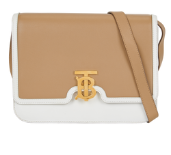 Medium TB Bag, Leather, White/Beige, DB, 3*